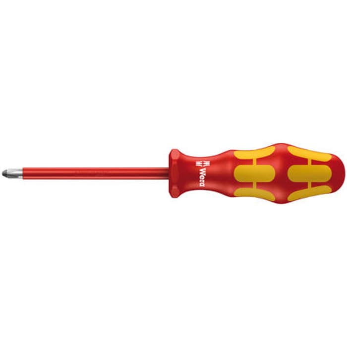 Wera Pozidriv Screwdriver, PZ2 Tip, 100 mm Blade, VDE/1000V, 205 mm Overall