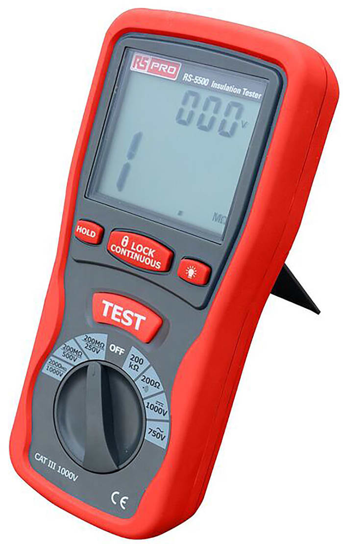 RS PRO RS5505 Insulation Tester, 125V Min, 1000V Max, 4000MΩ Max, CAT III 1000V - RS Calibration