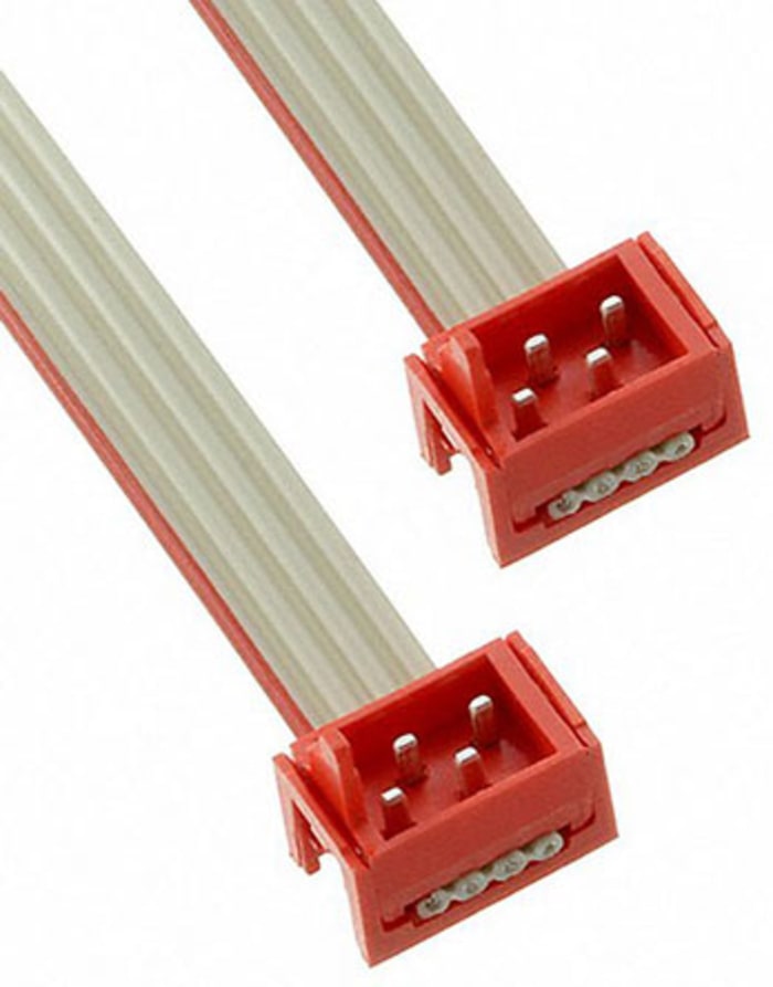 TE Connectivity Micro-MaTch Series Flat Ribbon Cable, 4-Way, 1.27mm Pitch, 75.5mm Length, Micro-MaTch IDC to