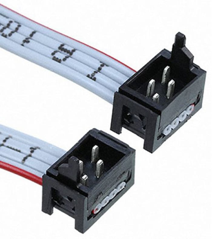 TE Connectivity Micro-MaTch Series Flat Ribbon Cable, 4-Way, 1.27mm Pitch, 75.5mm Length, Micro-MaTch IDC to