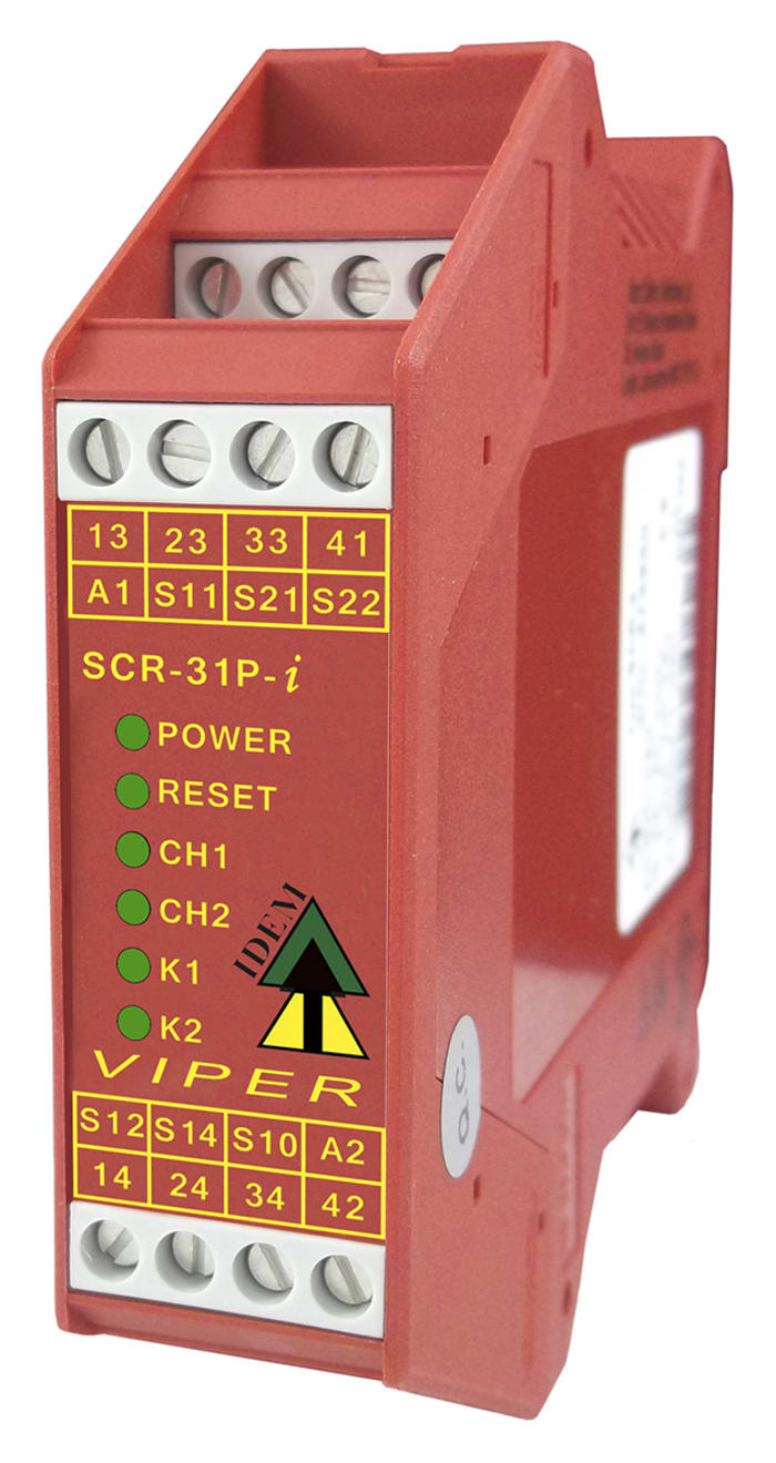 IDEM SCR-31P-i Pluggable Terminals Emergency Stop Safety Relay, 24V ac/dc, Dual-Channel, 3 Safety Contacts