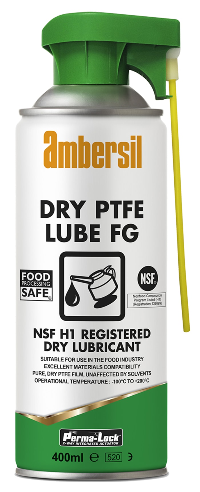 Ambersil Perma-Lock FG Dry Lubricant Polytetrafluoroethylene 400 ml Aerosol