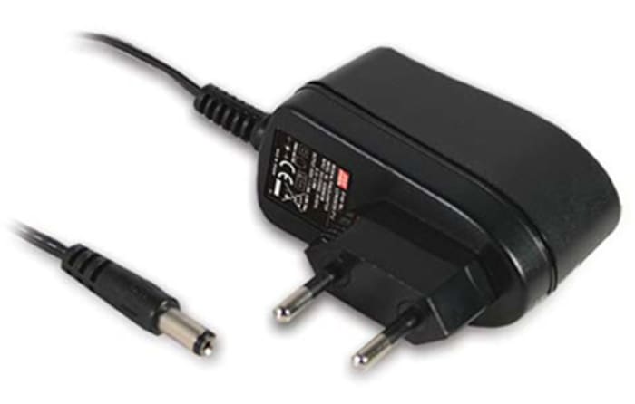 MEAN WELL 6W Plug-In AC/DC Adapter 12V dc Output, 500mA Output