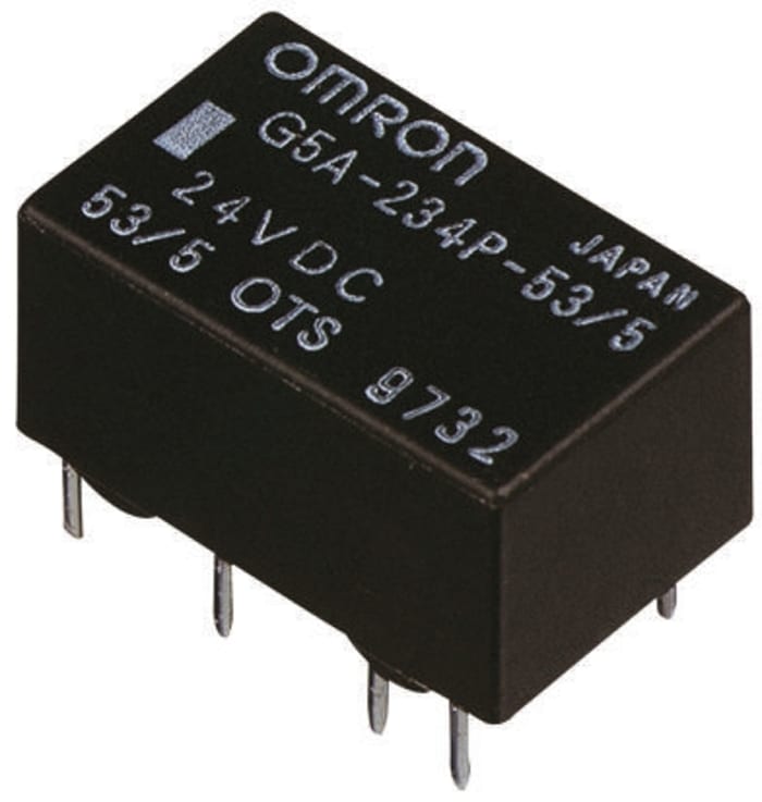 Omron PCB Mount Non-Latching Relay, 24V dc Coil, 1A Switching Current, DPDT