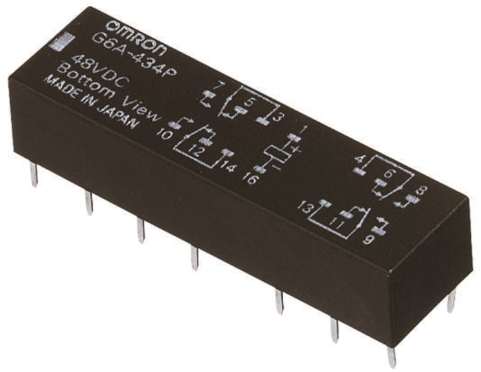 Omron PCB Mount Non-Latching Relay, 24V dc Coil, 2A Switching Current, 4PDT