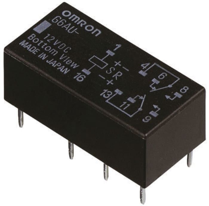 Omron PCB Mount Latching Signal Relay, 24V dc Coil, 500mA Switching Current, DPDT