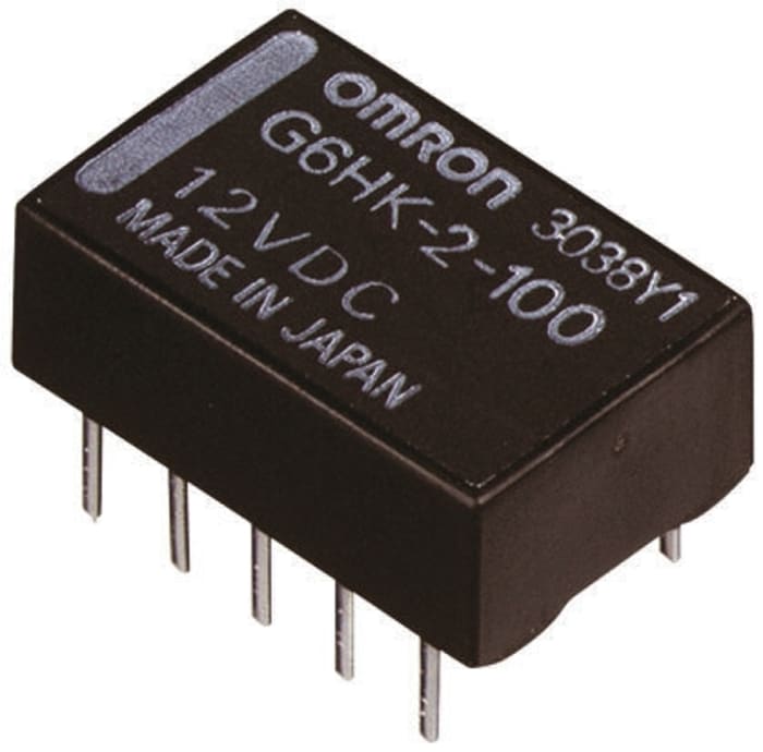 Omron PCB Mount Latching Relay, 12V dc Coil, 1A Switching Current, DPDT