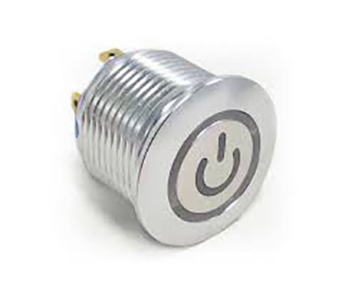 TE Connectivity Illuminated Push Button Switch, Latching, Panel Mount, 19.2mm Cutout, DPDT, Blue LED, 250V ac, IP67
