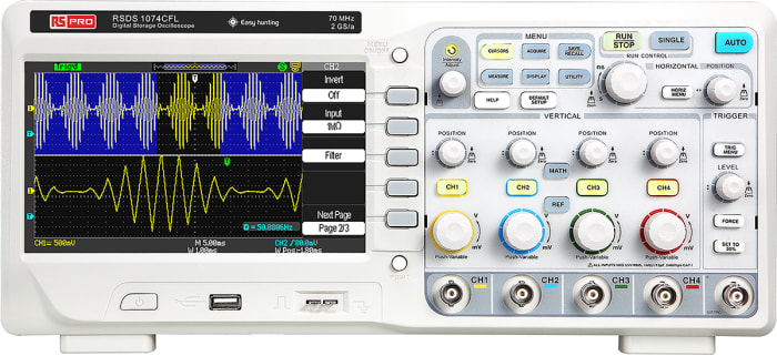 RS PRO RSDS1074CFL Digital Bench Oscilloscope, 4 Analogue Channels, 70MHz - RS Calibrated