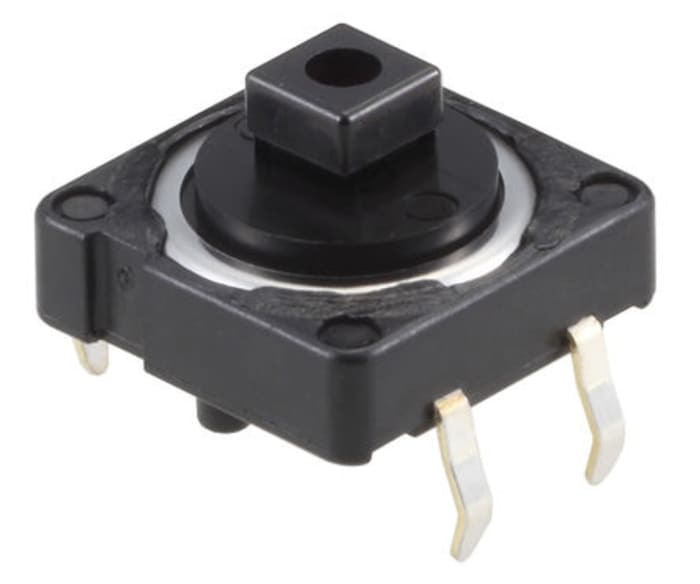 Alps Alpine Black Button Tactile Switch, SPST 50 mA @ 12 V dc 3mm PCB