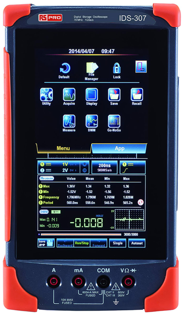 RS PRO IDS307, 70MHz Handheld Oscilloscope, 2 Analogue Channels