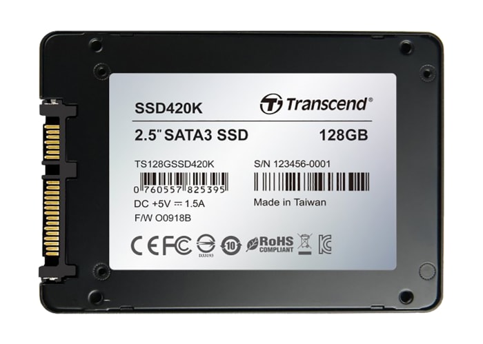 TS128GSSD420K Transcend Transcend SSD420 2.5 in 128 GB Internal SSD Hard Drive 124 3391 RS Components