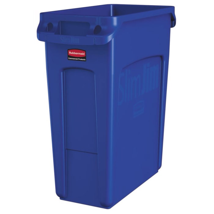 Rubbermaid Commercial Products Slim Jim 61L Blue Plastic Waste Bin