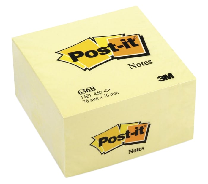 Post-It Yellow Sticky Note, 450 Notes per Pad, 76mm x 76mm