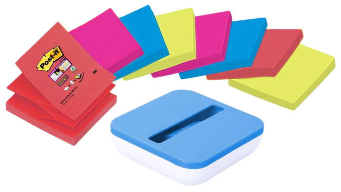 BP885 Post-It, Post-It Blue, Green, Orange, Red Sticky Note, 90 Notes per  Pad, 76mm x 76mm, 124-3419