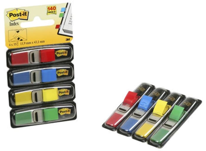 Post-It Blue, Green, Red, Yellow Sticky Note, 12mm x 43.2mm
