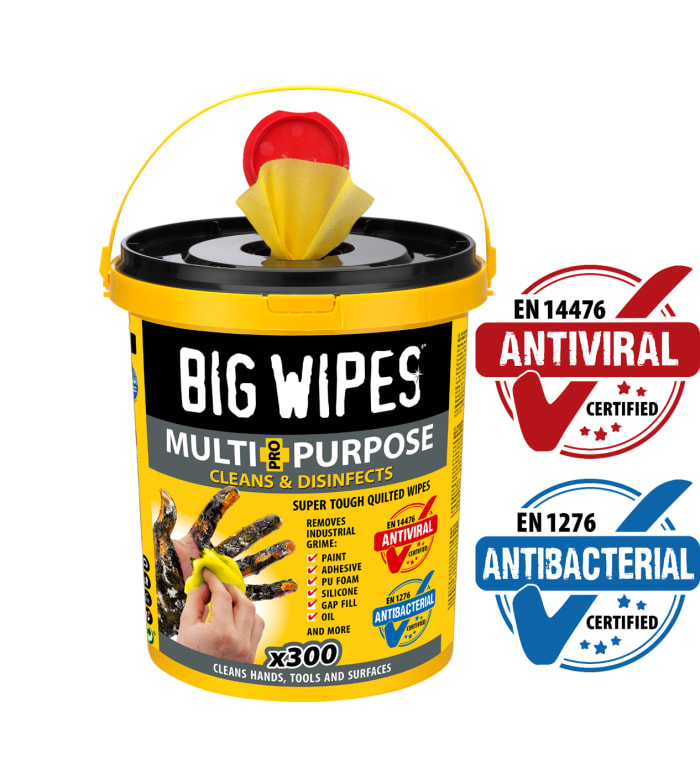 Toallitas desechables para Limpieza general Big Wipes MULTI-PURPOSE PRO+ de color Negro, en Cubo de 300