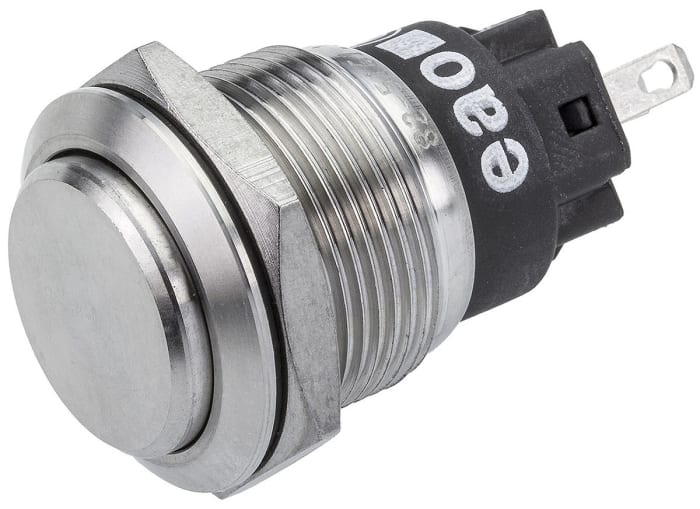 EAO 82 Series Push Button Switch, Momentary, Panel Mount, 19mm Cutout, SPDT, 240V, IP65, IP67