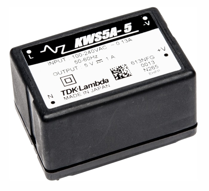 TDK-Lambda Switching Power Supply, KWS5A-12, 12V dc, 450mA, 5.4W, 1 Output, 120 → 370 V dc, 85 → 265 V ac