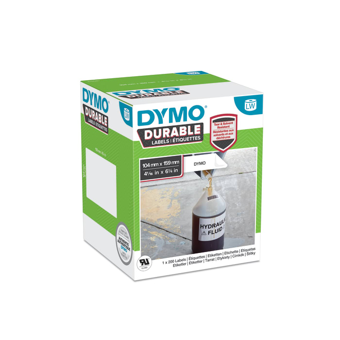 1933086 Dymo | Dymo Black on White Label, 159 x 104mm Label ...