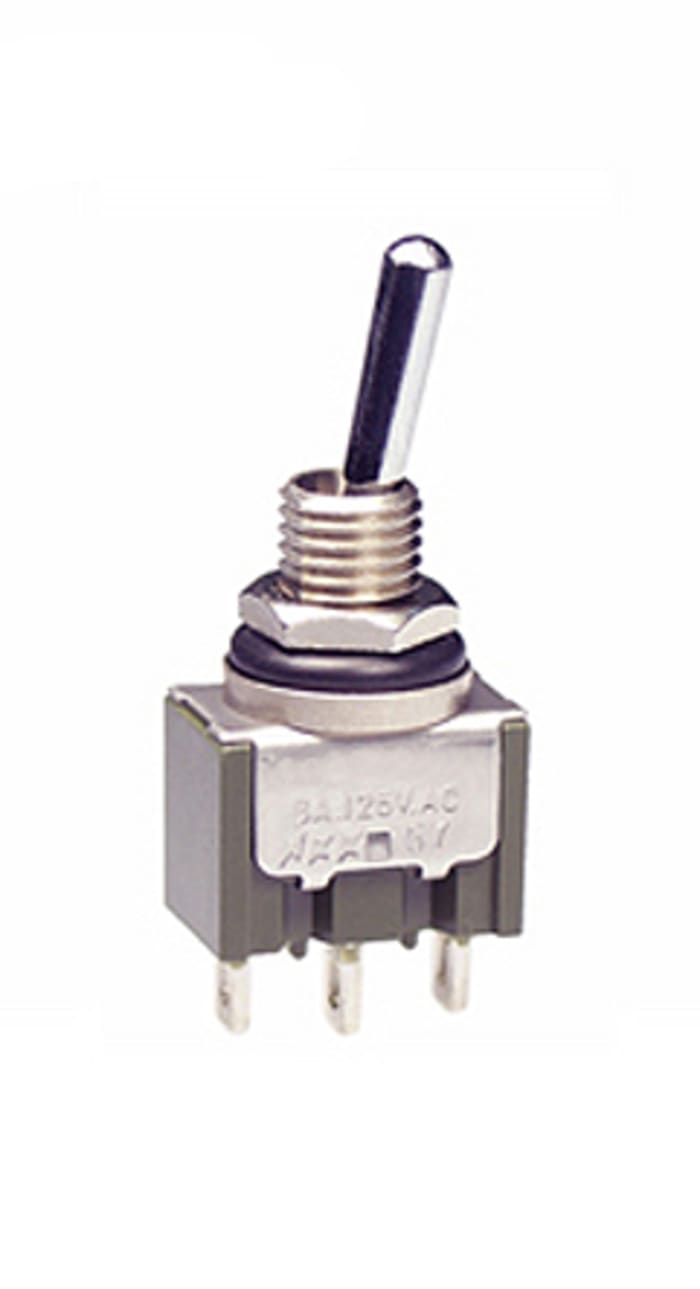 NKK Switches Toggle Switch, PCB Mount, Latching, SPDT, Solder Terminal, 30 V dc, 250 V ac