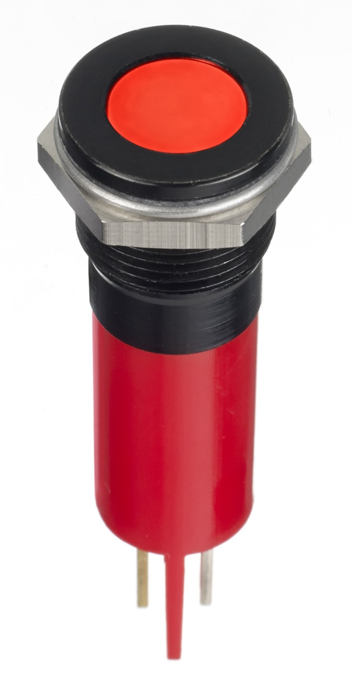 RS PRO Red Panel Mount Indicator, 220V ac, 12mm Mounting Hole Size, Faston, Solder Lug Termination, IP67