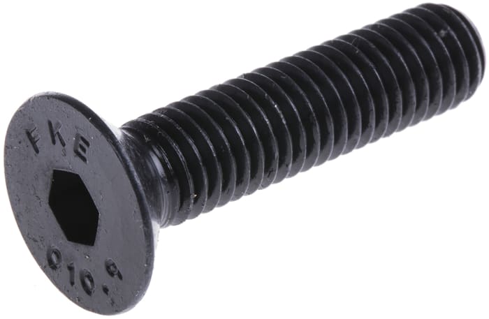 RS PRO Black, Self-Colour Steel Hex Socket Countersunk Screw, DIN 7991, M10 x 45mm