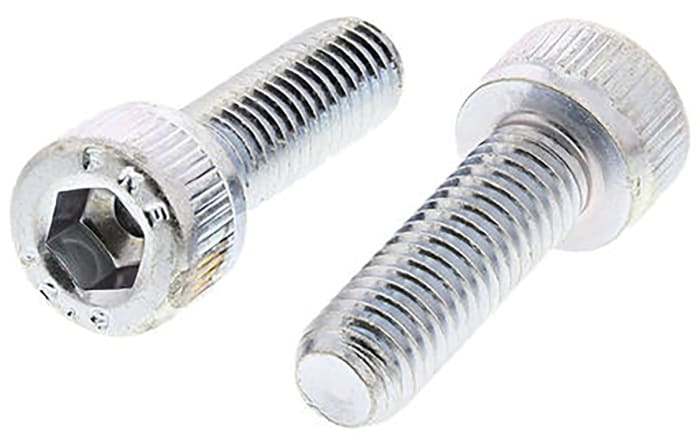 RS PRO, RS PRO Bright Zinc Plated Steel Hex Socket Cap Screw, DIN 912, M8  x 55mm, 124-7276