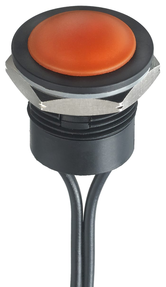 APEM Push Button Switch, Momentary, Panel Mount, 16.2mm Cutout, SPST, 24V dc, IP65, IP67