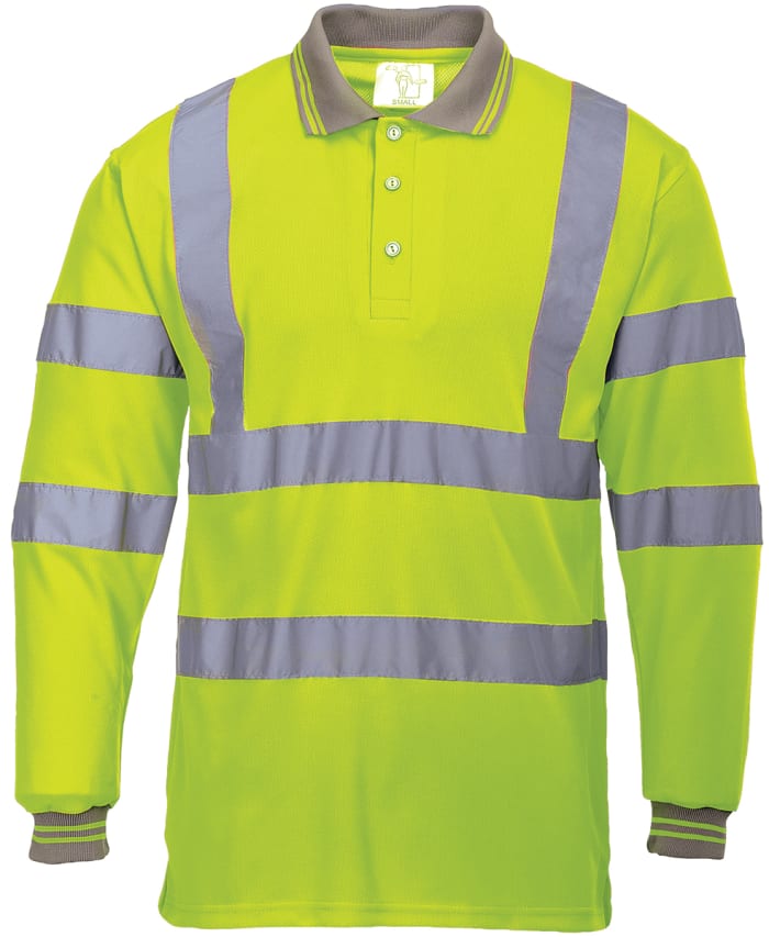 Reflexní tričko s límečkem Unisex EN20471, Žlutá, Polyester, EUR: M, UK: M Dlouhé ANSI/ISEA 107 CLASS 3:2, CE