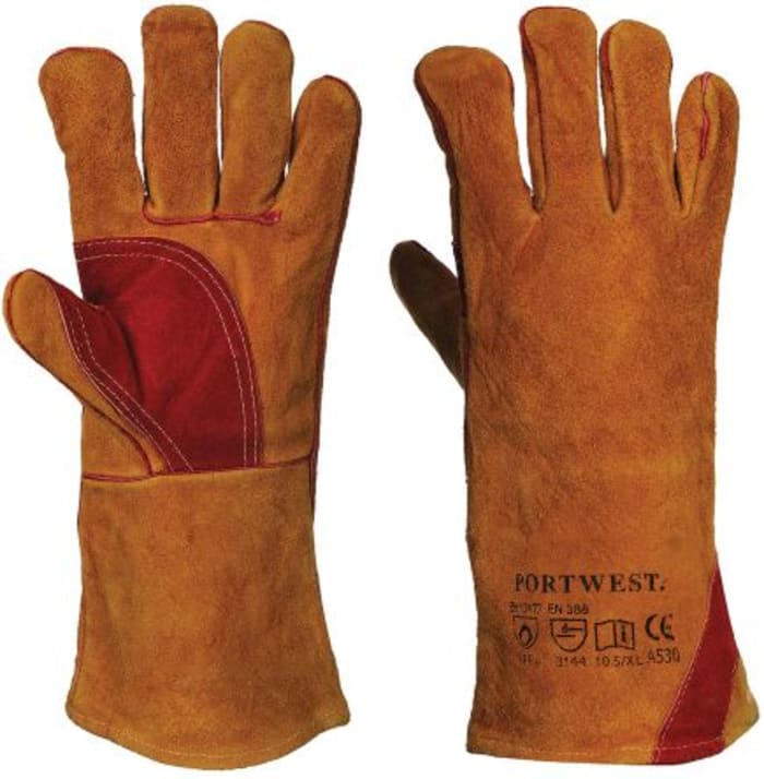 RS PRO Brown Leather Welding Gloves, Size 10