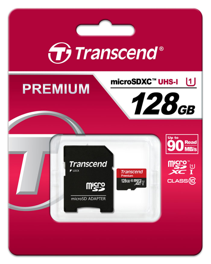 Transcend 128 GB MicroSDXC Micro SD Card, Class 10, UHS-1 U1