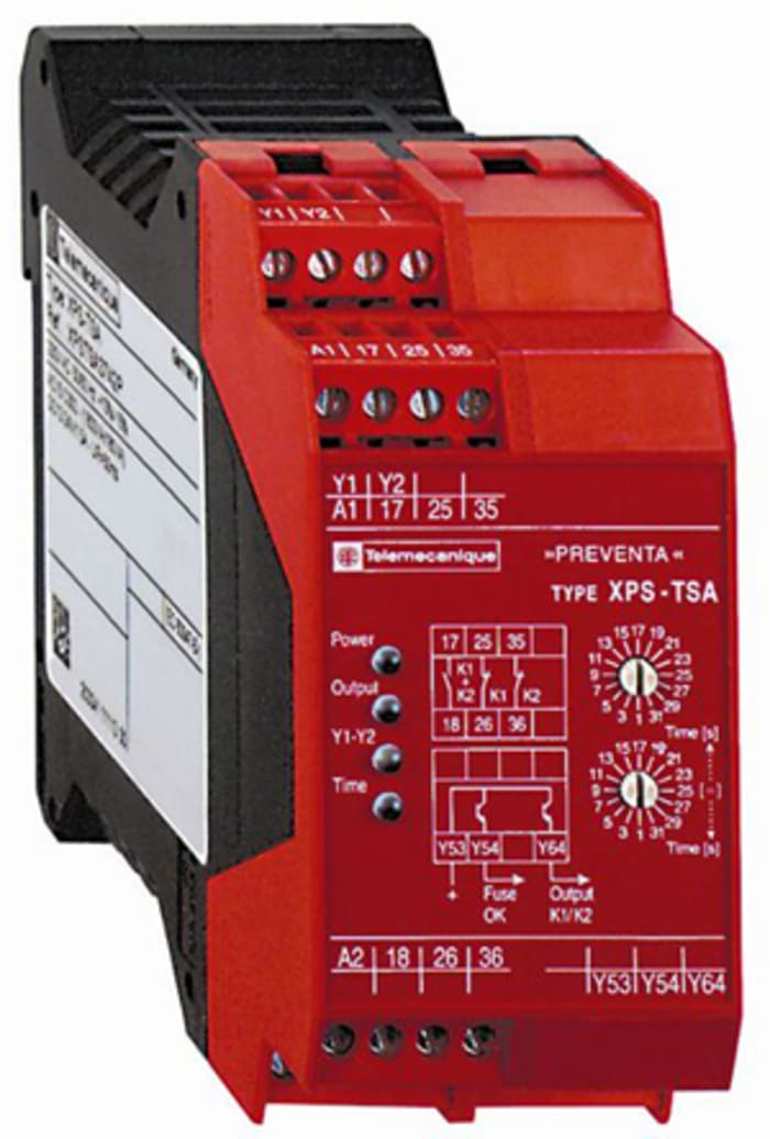 Relé de seguridad Schneider Electric Preventa XPS TS, para Bloqueo/interruptor de seguridad, 24V ac/dc, cat. seg. ISO