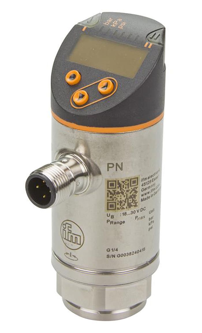 ifm electronic Pressure Sensor, 0bar Min, 1bar Max, Analogue + PNP-NO/NC Programmable Output, Relative Reading