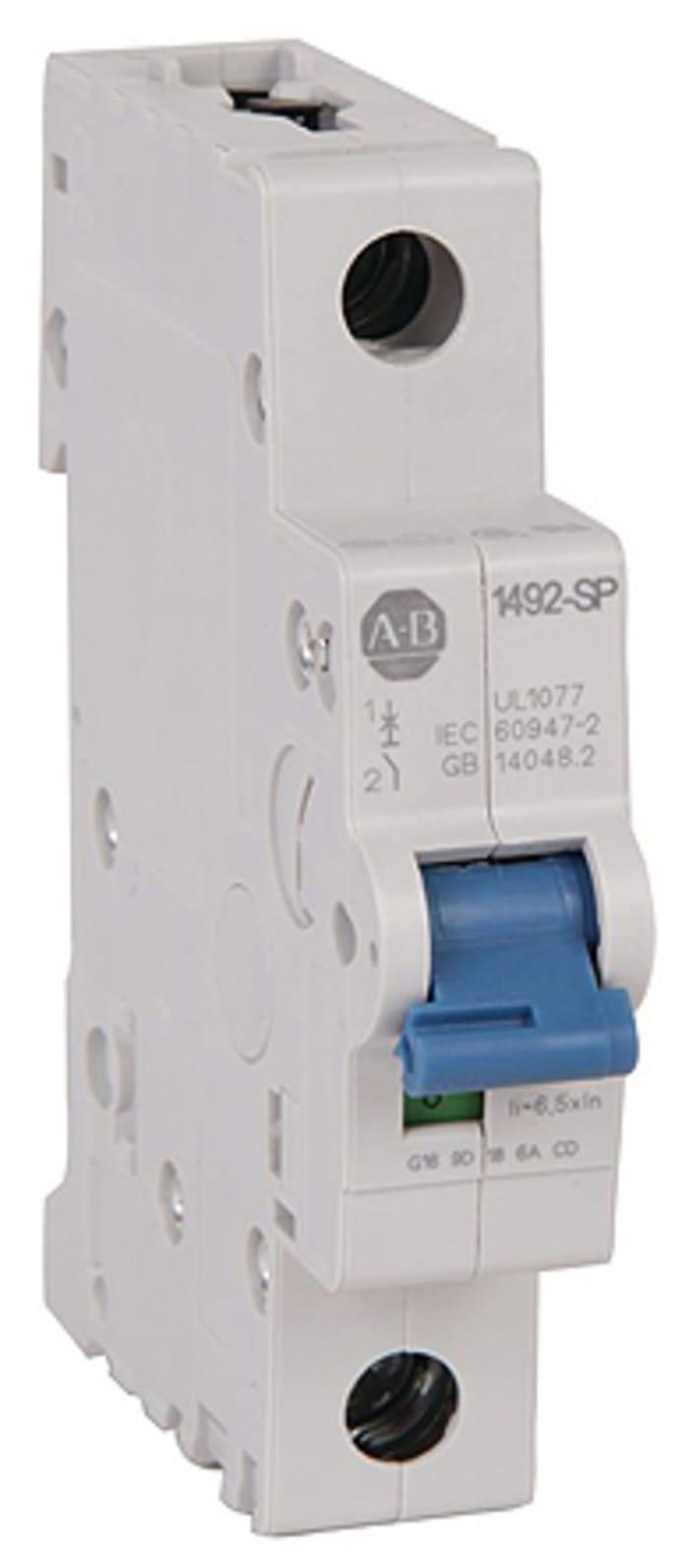 Allen Bradley 1492 1492-SPM MCB Mini Circuit Breaker, 1P, 6A Curve B, 277V AC, 48V DC, 15 kA Breaking Capacity