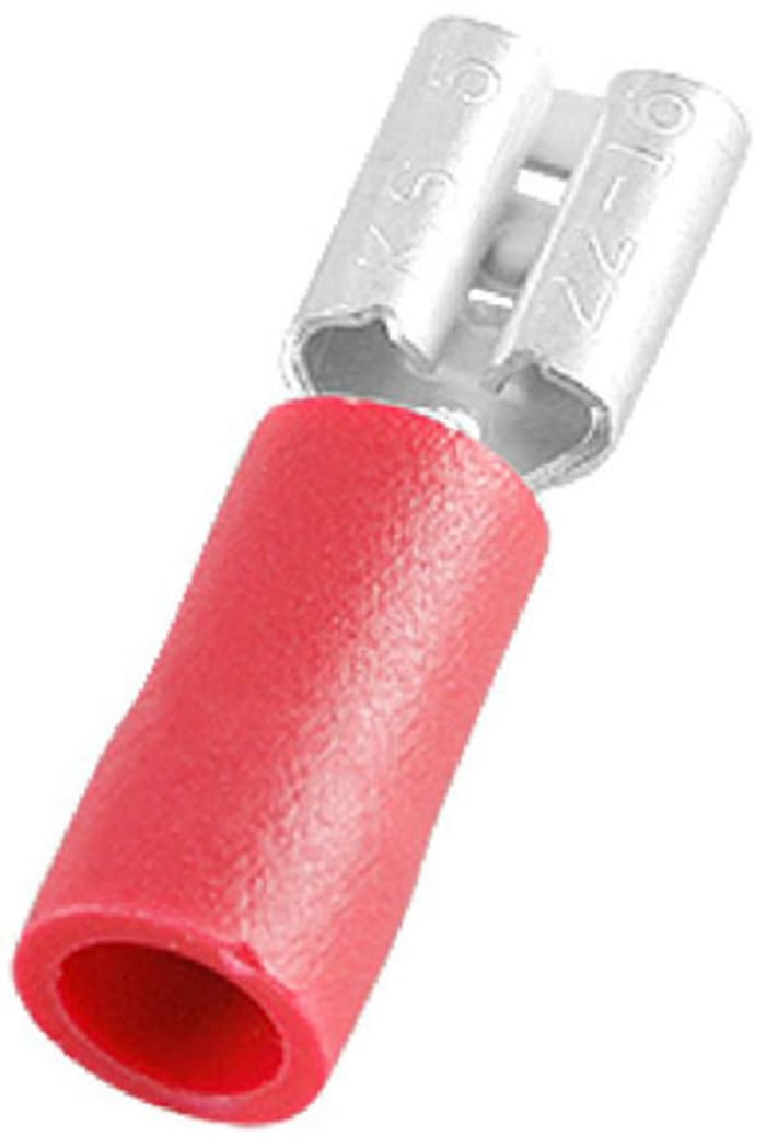 Cosse faston RS PRO, 0,5 → 1,5 mm², 22 → 16 AWG, Isolée, Rouge