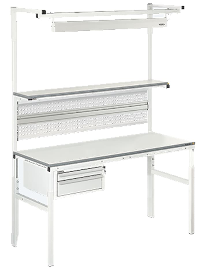 RS PRO Workbench, 300kg Max Load, Adjustable Height, 650 → 900mm x 1500mm x 700mm
