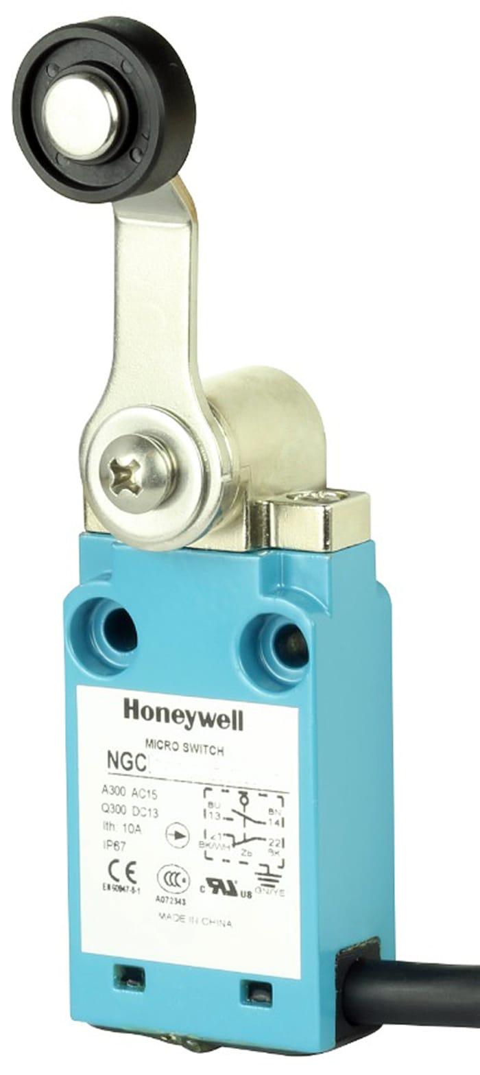 Final de carrera con Palanca de Rodillo Honeywell NGC, SPDT, NA/NC, 240V, 120 V ac 6 A, 125 V dc 550mA, IP67