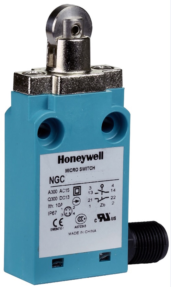 Honeywell NGC Series Roller Plunger Limit Switch, NO/NC, IP67, SPDT, Metal Housing, 240V ac Max, 6A Max
