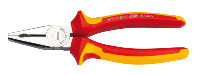 RS PRO Combination Pliers, 160 mm Overall, Straight Tip, VDE/1000V, 35mm Jaw