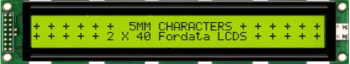 Fordata FC4002B00-FHYYBW-51SE FC Alphanumeric LCD Alphanumeric Display, Green, Yellow on Yellow-Green, 2 Rows by 40