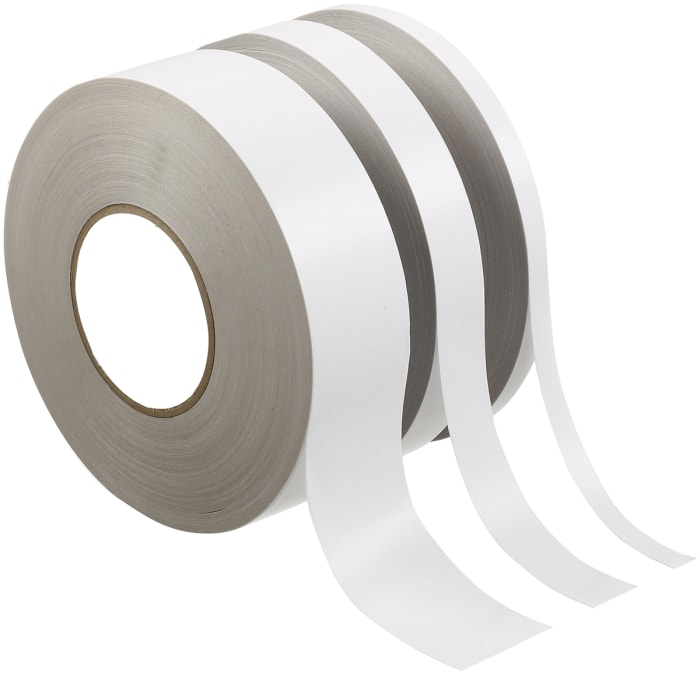 RS PRO White Double Sided Paper Tape, Non-Woven Backing, 25mm x 50m