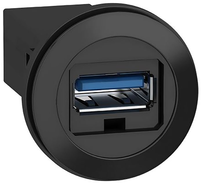 Schneider Electric Straight, Panel Mount, Socket- Single Port Type A 3.0 IP20 USB Connector