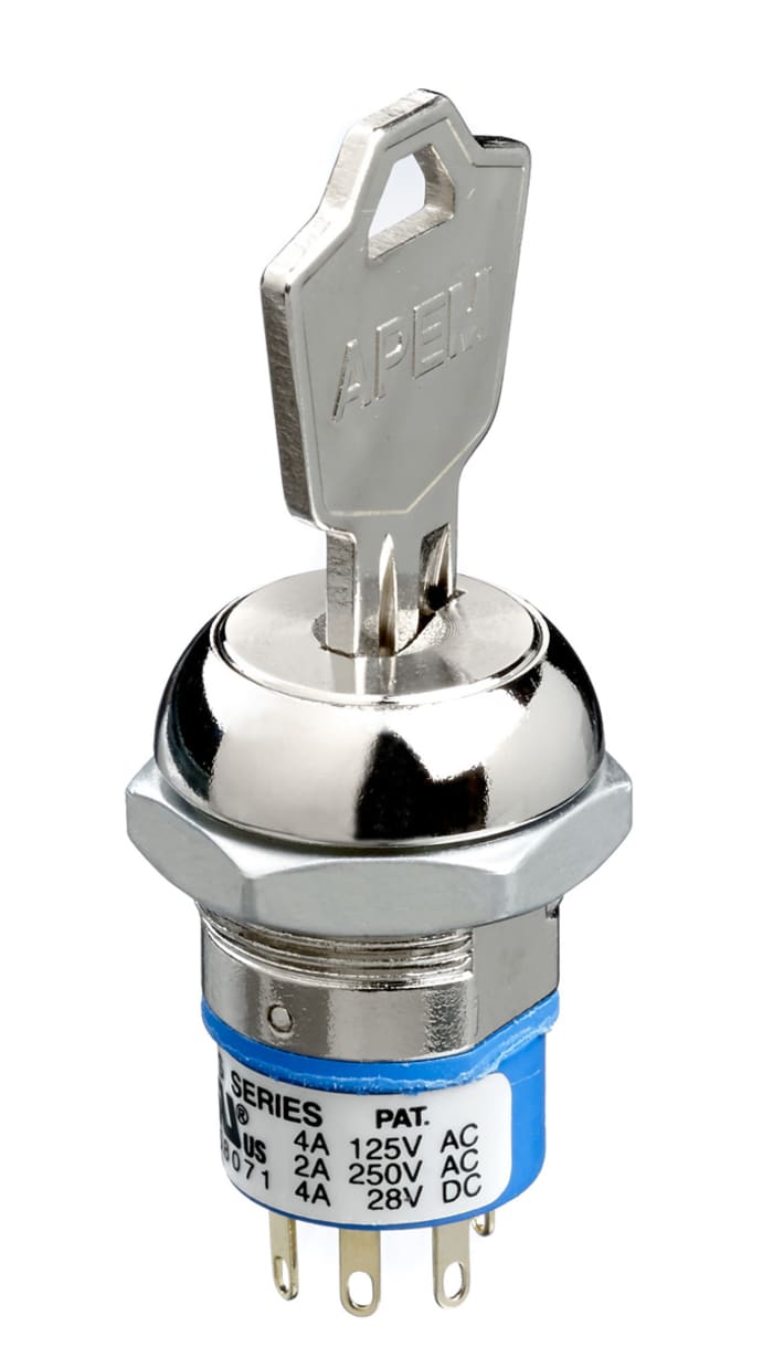 APEM Keylock Switch, 4 A 3-Way Common-Key
