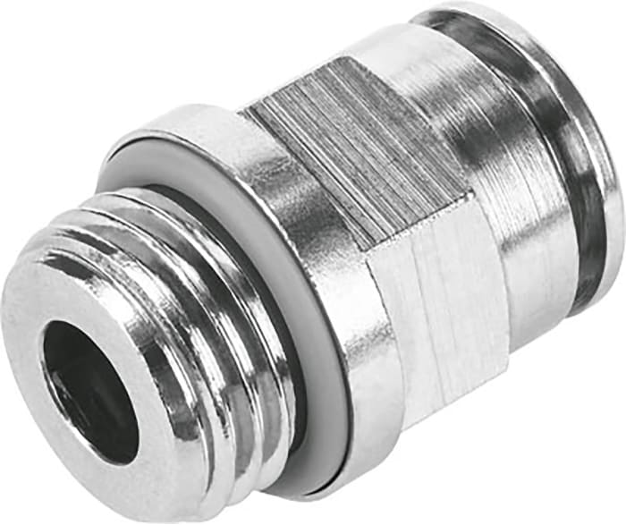 Festo NPQH Series Straight Threaded Adaptor, G 1/8 Male to Push In 8 mm, Threaded-to-Tube Connection Style, 578340