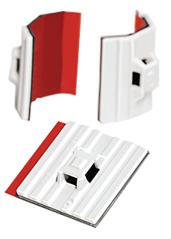 HellermannTyton Self Adhesive White Cable Tie Mount 28 mm x 28mm, 5.4mm Max. Cable Tie Width