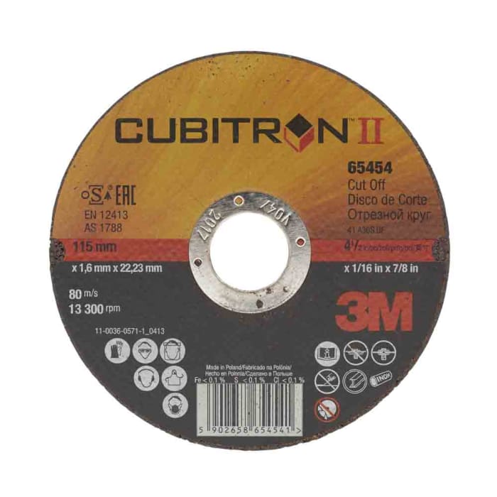 3M Cubitron™ II D-Paper Cutting Disc, 115mm x 1.6mm Thick, Medium Grade, P80 Grit, 3M™ Cubitron™ II Cut-off Wheel, 25