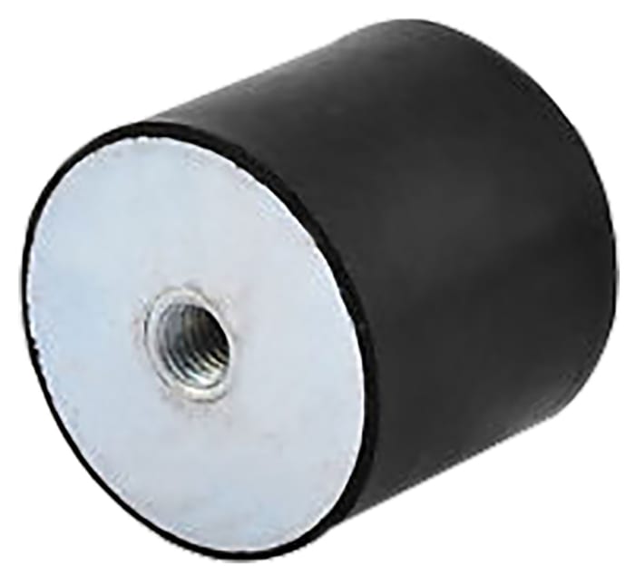 RS PRO Cylindrical M6 Anti Vibration Mount, Female to Female Bobbin with 25.3kg Compression Load