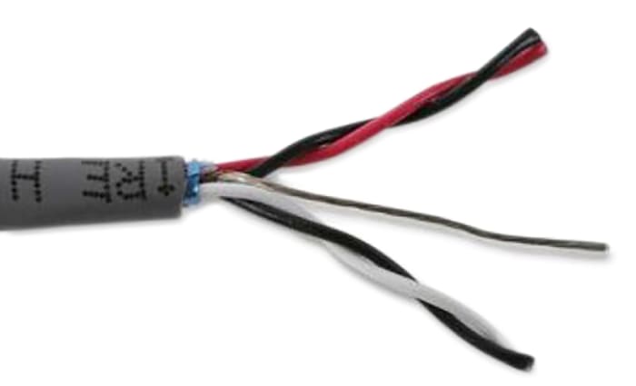 Alpha Wire Multicore Industrial Cable, 0.35 mm², 4 Cores, 22 AWG, Screened, 305m, Grey Sheath