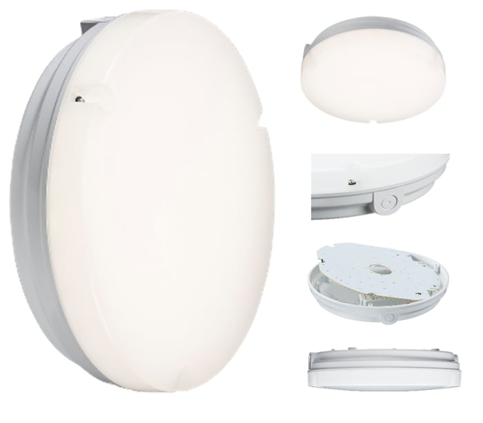 Knightsbridge Round LED Bulkhead Light, 14 W, 230 V ac, Lamp Supplied, IP65, TPR